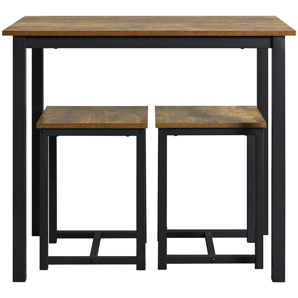Yaheetech Industrial 3-Piece Dining Table Set w/ 2 Stools for Kitchen