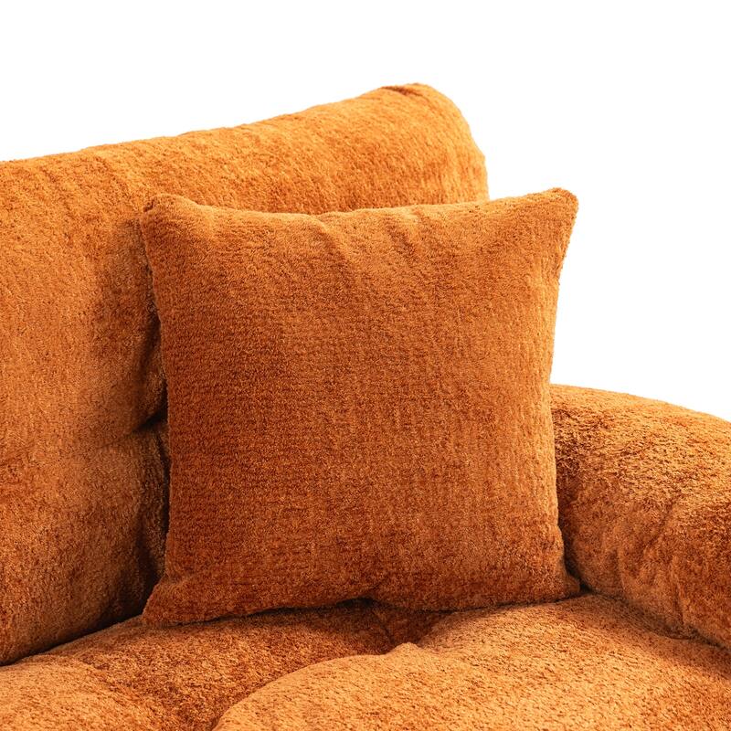 120.87" Chenille L-Shaped Sleeper Sectional Sofa with Ottoman