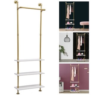 Gold Clothes Rack Wall Mounted Garment Rack - 3 tiers - Bed Bath ...