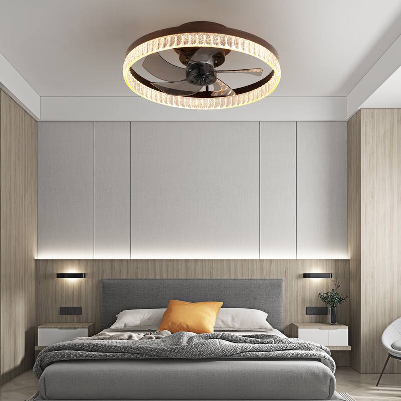 Remote Control Flush Mount Ceiling Fan Silent Fan Light with Adjustable Color Temperature & 6 Adjustable Wind Speeds