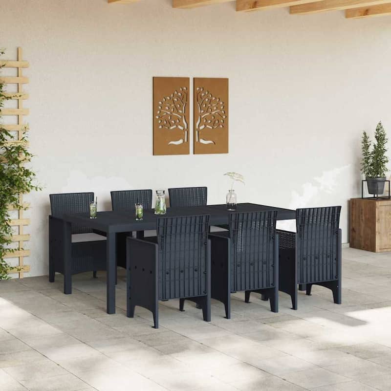 vidaXL Garden Dining Set 7/9 pcs Anthracite/Brown Polt rattan - 200 x 100 x 73 cm