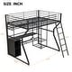 preview thumbnail 6 of 15, Full Size Metal Loft Bed with Built-in Work Station, Open Wardrobe, Heavy Duty Loft Bed Frame with LED and Multiple Storage