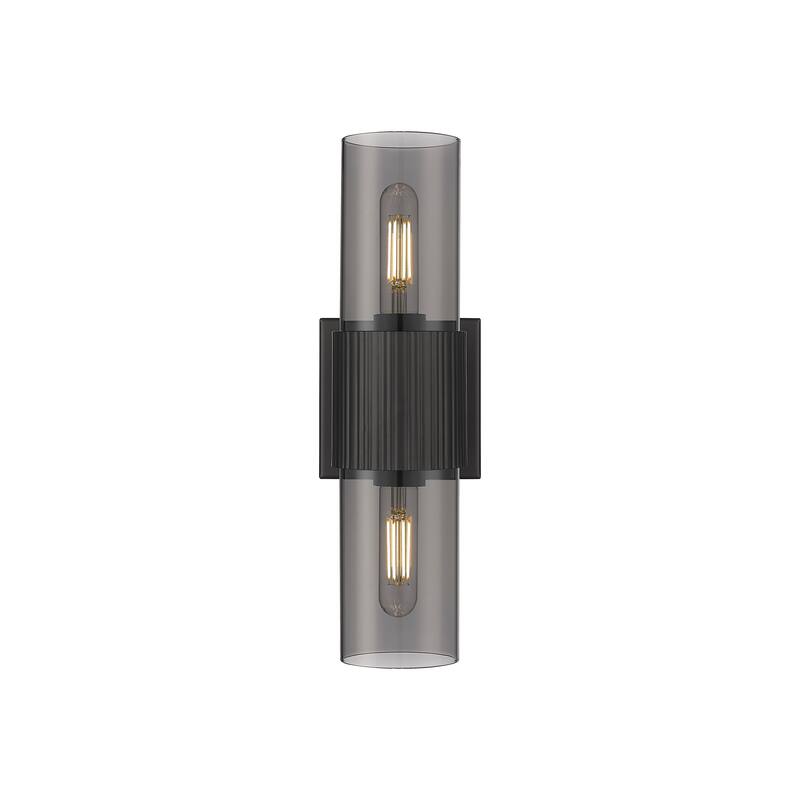 Innovations Lighting Bolivar - 2 Light 7" Wall-Mounted Bath Vanity Light - Matte Black/Light Smoke