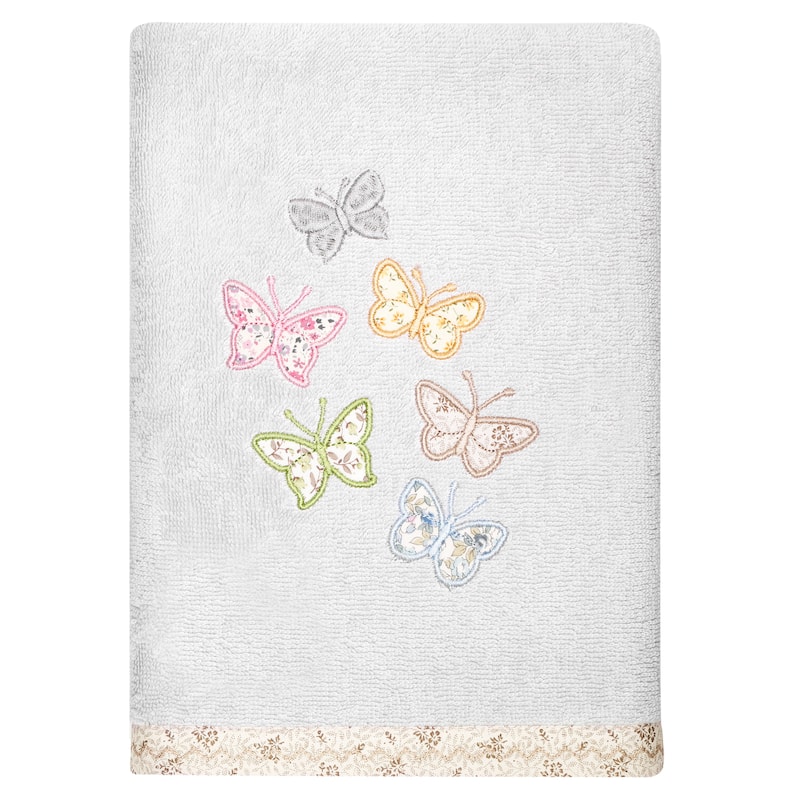 Authentic Hotel and Spa 100% Turkish Cotton Mariposa 3PC Embellished Towel Set
