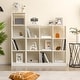 preview thumbnail 8 of 6, White Engineered Wood Space-Saving Narrow 5-Tier White Bookcase with 4 Cubes Storage Shelf - 15" x 13" x 56" (L x W x H)