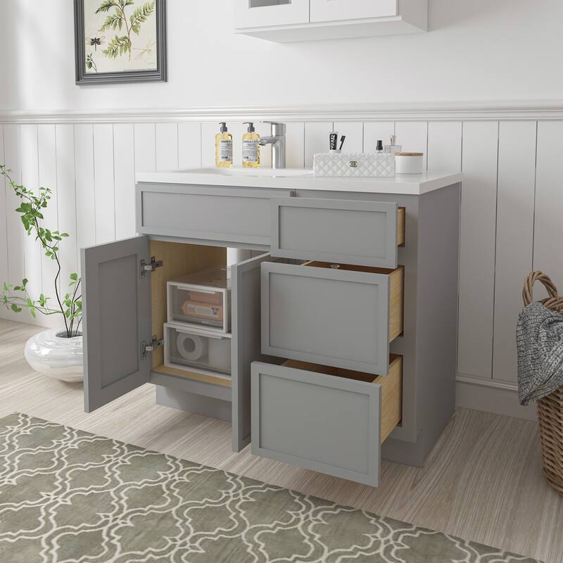 Vanity Art 39" Oak Freestanding Bathroom Vanity Cabinet without Top