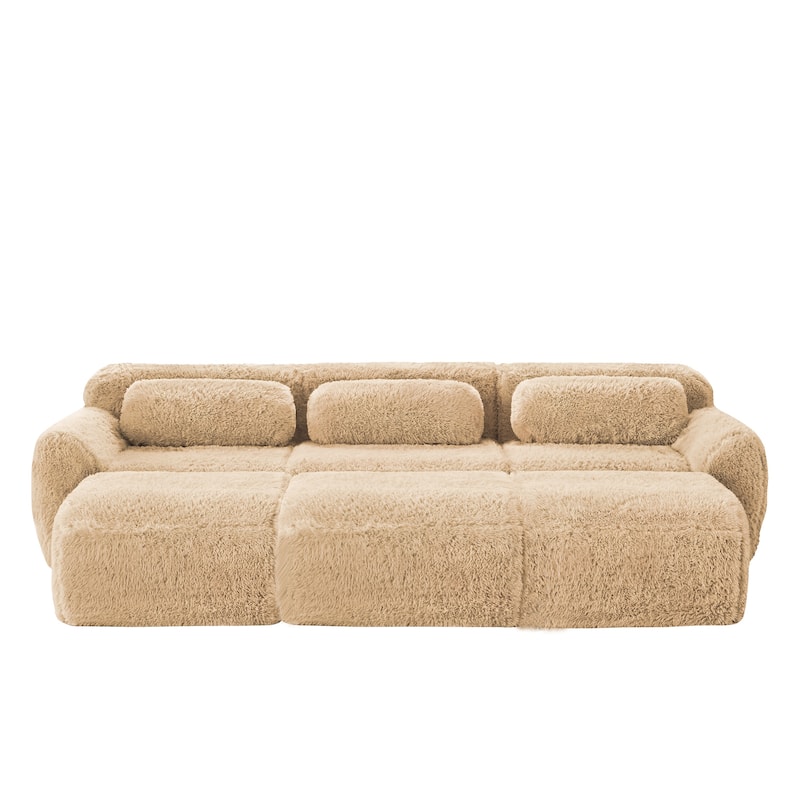 Roomfitters 3-Seater Plush Boneless Sofa with Ottoman, No Assembly 32D Cloud Couch