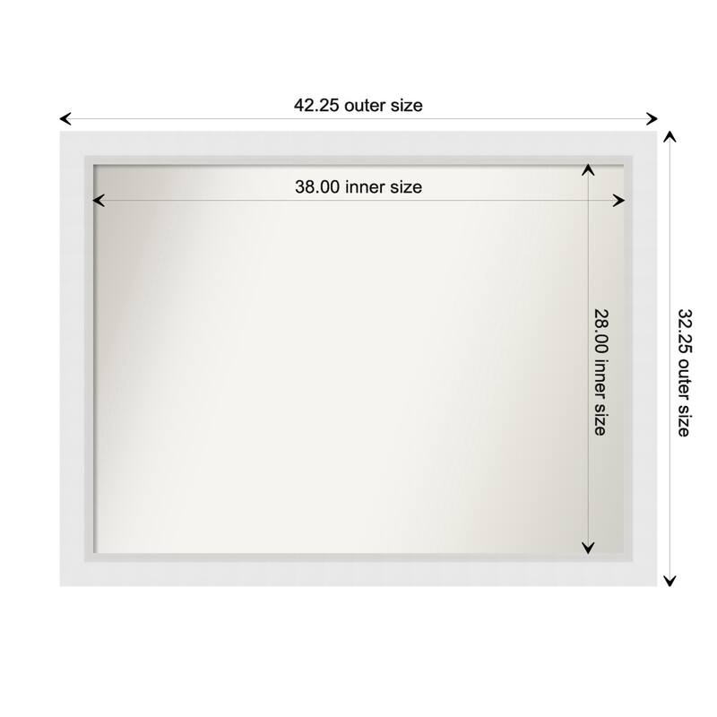 Blanco White Framed Non-Beveled Custom Wall Mirror, Bathroom Vanity Mirror - Outer Size: 42.25 x 32.25