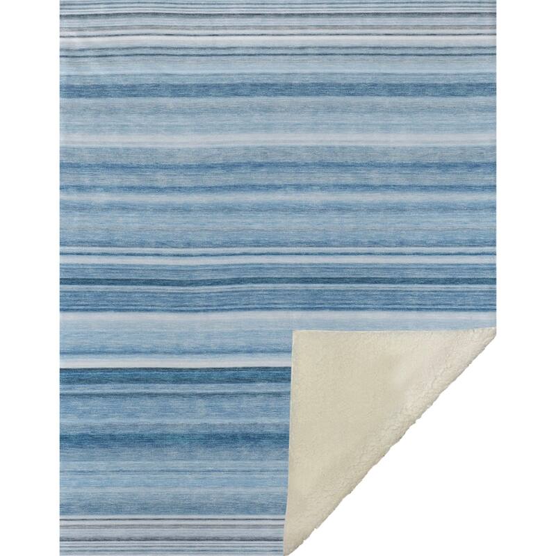 Premium Machine Washable Contemporary Stripes Sherpa Throw Blanket