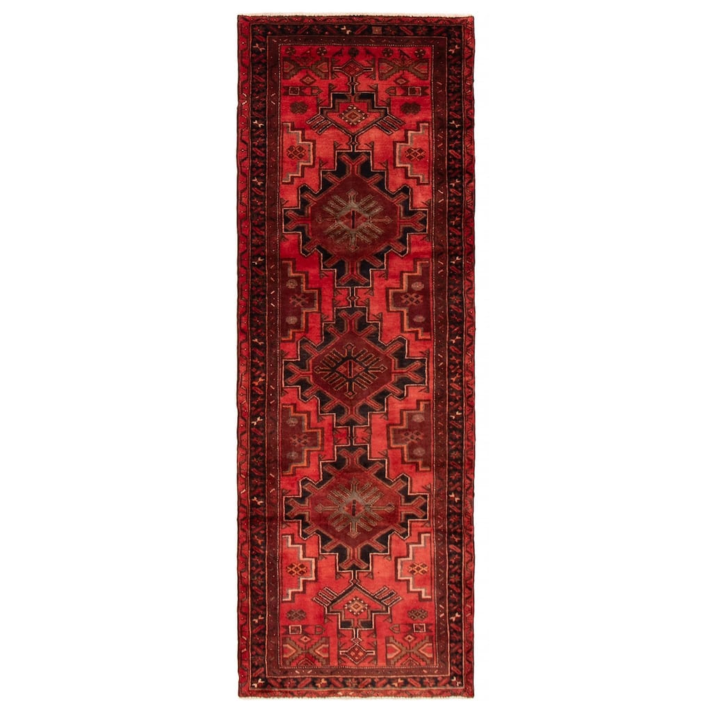 ECARPETGALLERY Hand-knotted Andelz Red Wool Rug - 3'4 x 9'7