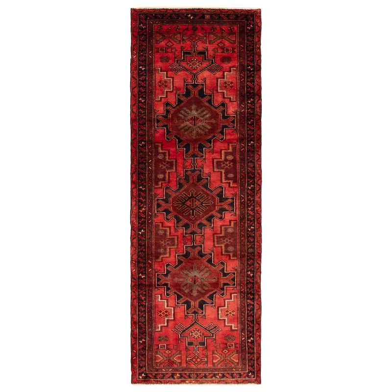 ECARPETGALLERY Hand-knotted Andelz Red Wool Rug - 3'4 x 9'7 - Red - 3'4 x 9'7