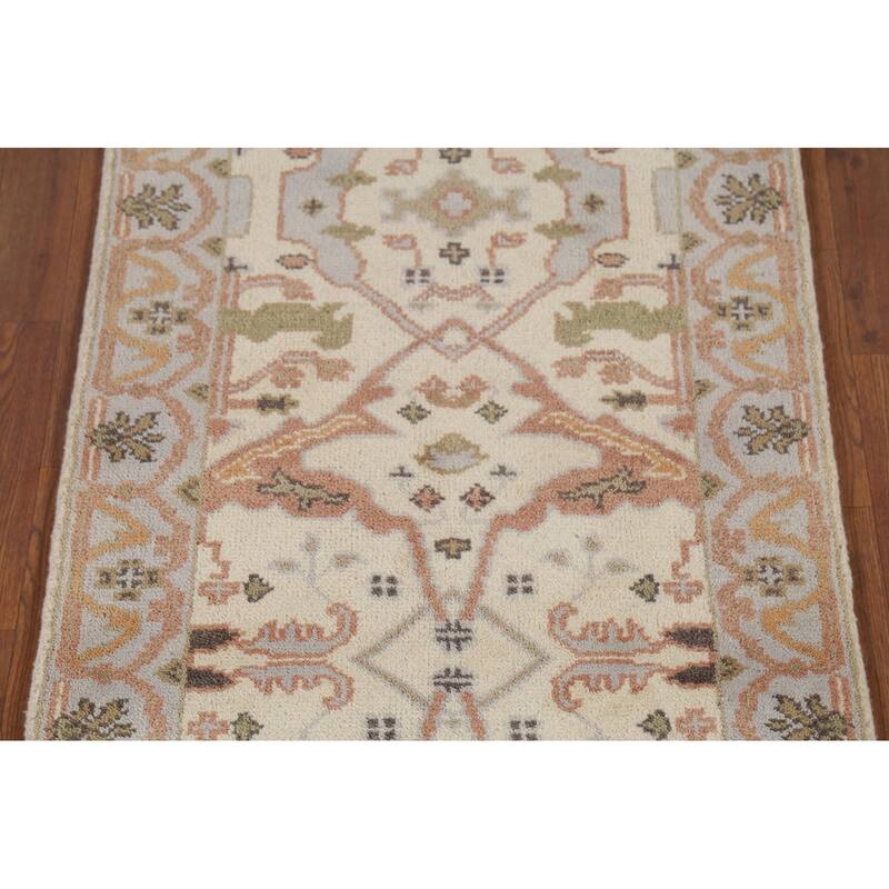 Oushak Indian Runner Rug Hand-Knotted Wool Carpet - 2'7"x 7'9"