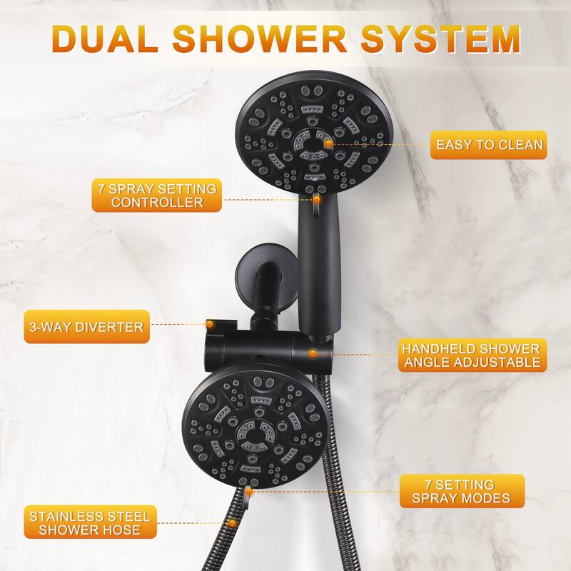 WOWOW Single-Handle 7-Spray Dual Shower Head Shower Faucet