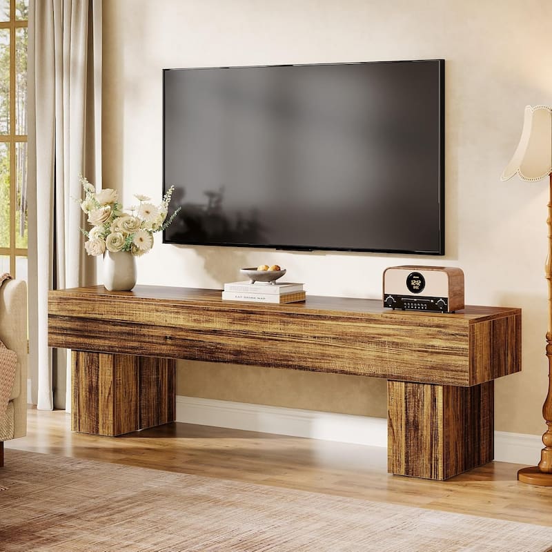 63" TV Stand, Low TV Console Table for 55/60/65 Inches - Rustic Brown