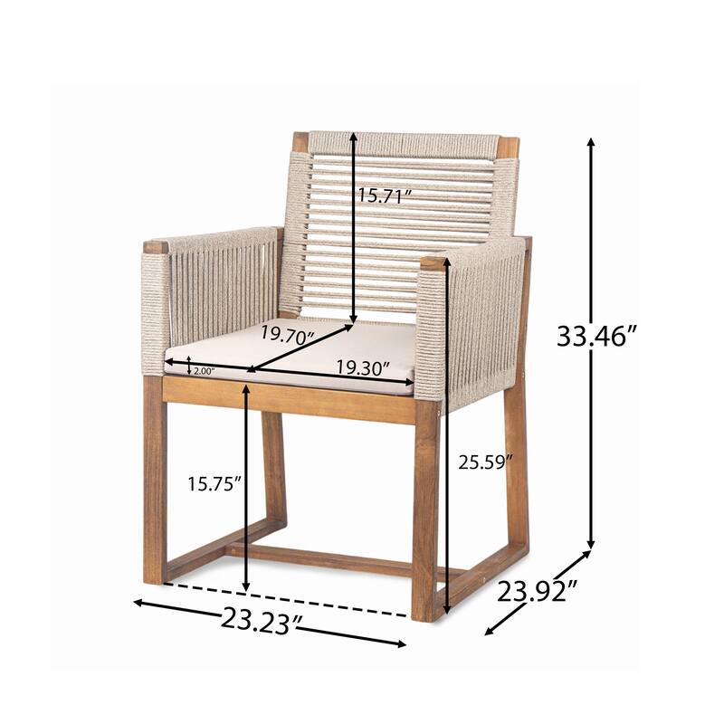 Christopher Knight Home - 7-Piece Acacia Outdoor Dining Table Set with Modern Handwoven Rope Chairs & Expandable Table