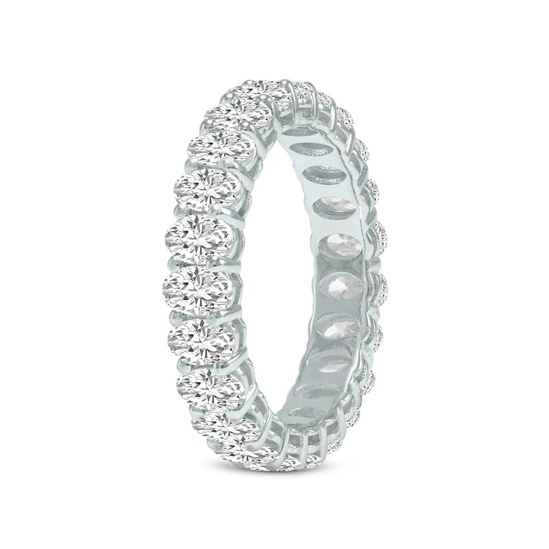 Marquee Jewels Oval Lab Grown Diamond Eternity Band in 14K White Gold (4.75 Carat TW)