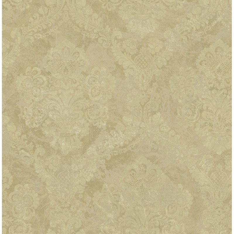 Seabrook Designs Mercer Damask Unpasted Wallpaper - 20.5 in. W x 33 ft. L - Tan