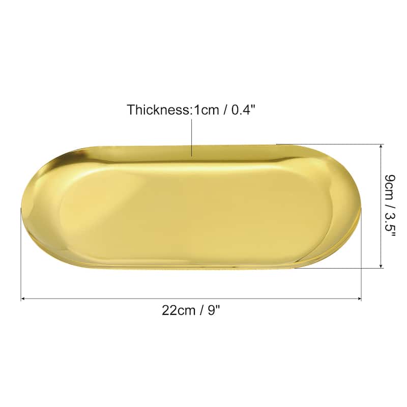 2pcs Stainless Steel Decorative Trays Gold Bathroom Cosmetic Trays (9 Inch) - Gold