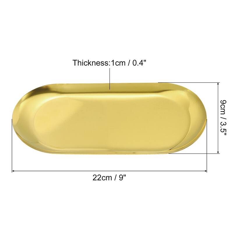 6pcs Stainless Steel Decorative Trays Gold Bathroom Cosmetic Trays (9 Inch) - Gold