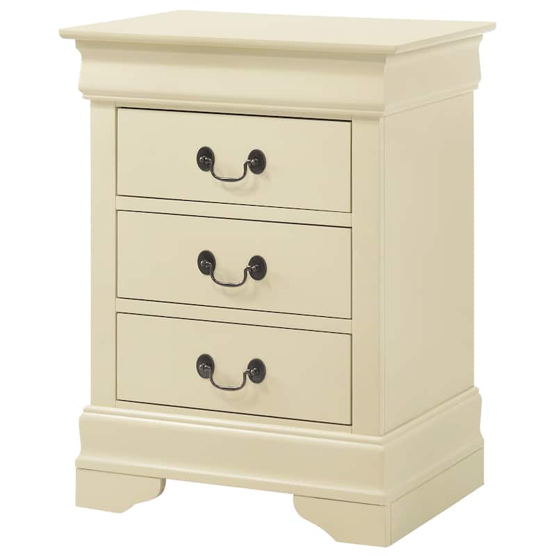 Modern Storage Nightstand with Three Roomy Drawers Bedside Table Bedroom Cabinet for Bedroom - Antique Beige