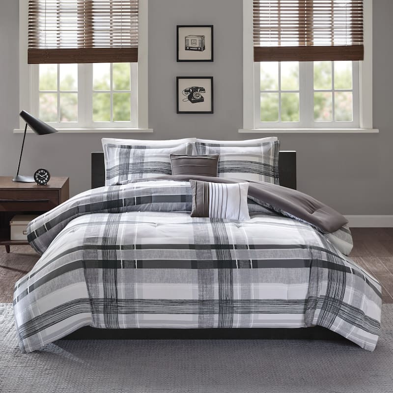 Intelligent Design Jax Black Plaid 5-piece Comforter Set - Twin - Twin XL