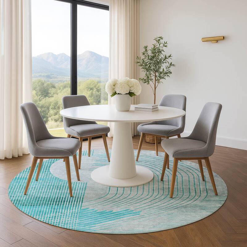 Premium Washable Super Soft Contempoary Glam Mayfield Rug - Teal - 8' x 8'