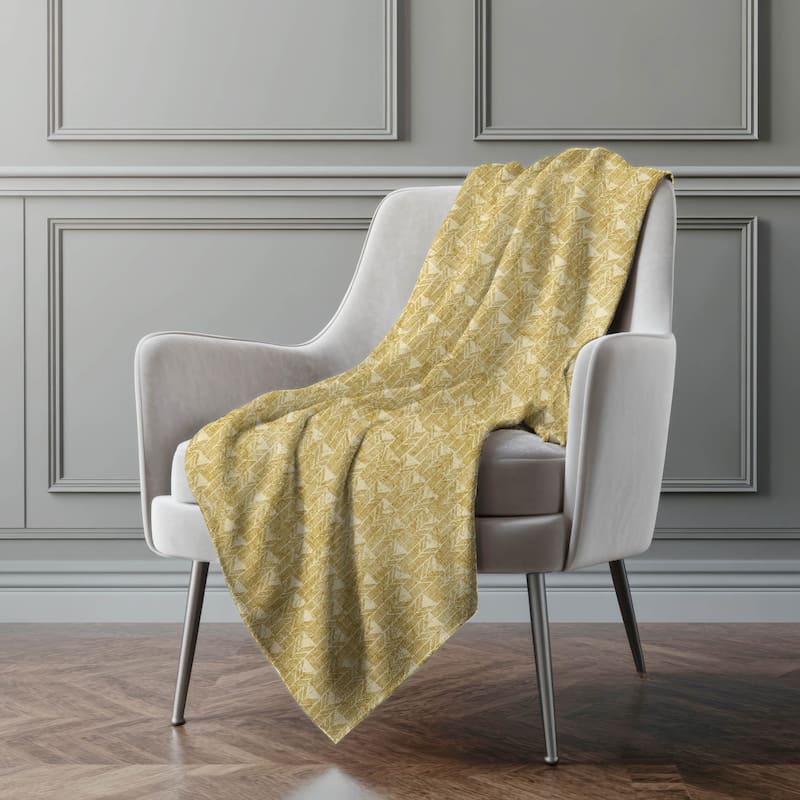 Premium Machine Washable Modern Boho Sherpa Throw Blanket - Gold - 4'2" x 5'10"