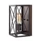 preview thumbnail 9 of 9, Arden X-Frame 6" 1-Light Farmhouse Rustic Iron LED Sconce, Oil Rubbed Bronze/Wood Finish by JONATHAN Y