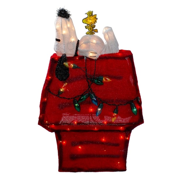 Shop 26 Pre Lit Peanuts Snoopy And Woodstock Dog House Christmas