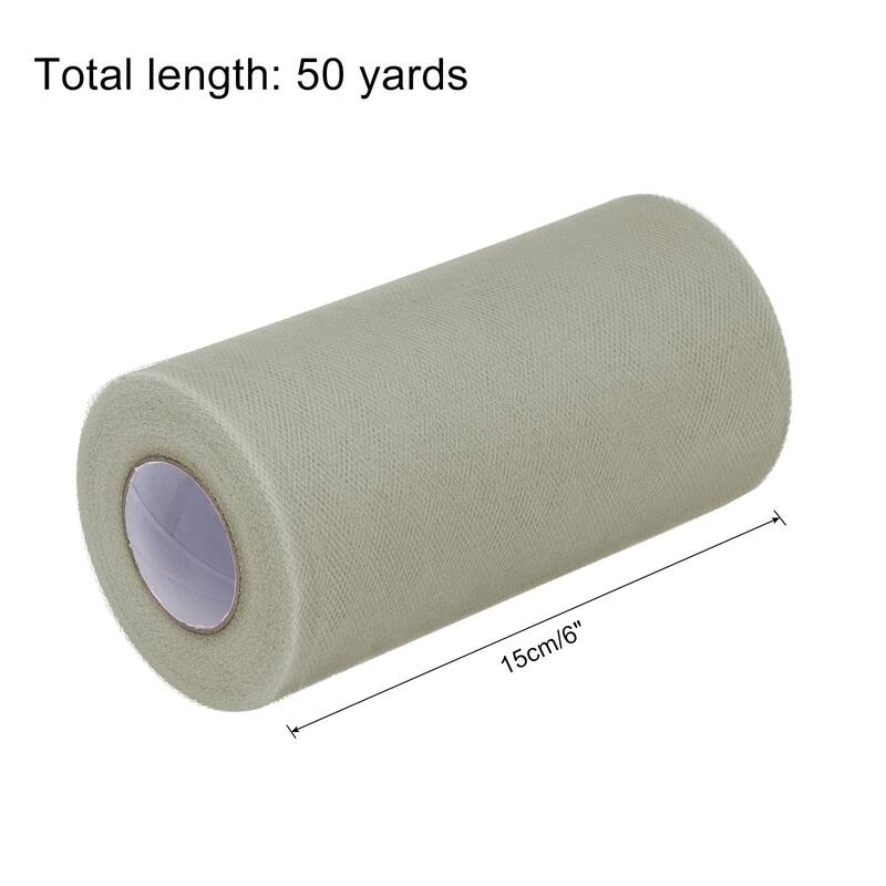 Tulle Rolls Fabric Spools 6" for Decoration Wrapping Wedding DIY Craft - Grey - 50 Yard