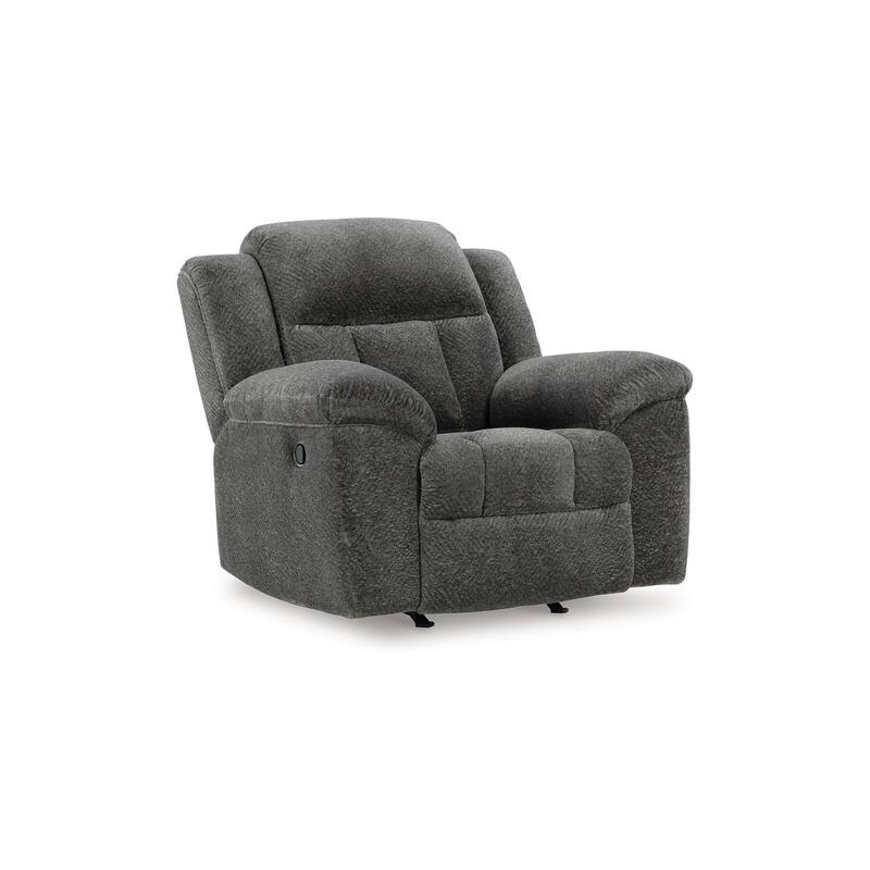 Briar Manual Rocker Recliner Chair, Dark Gray Polyester, Pillow Arms