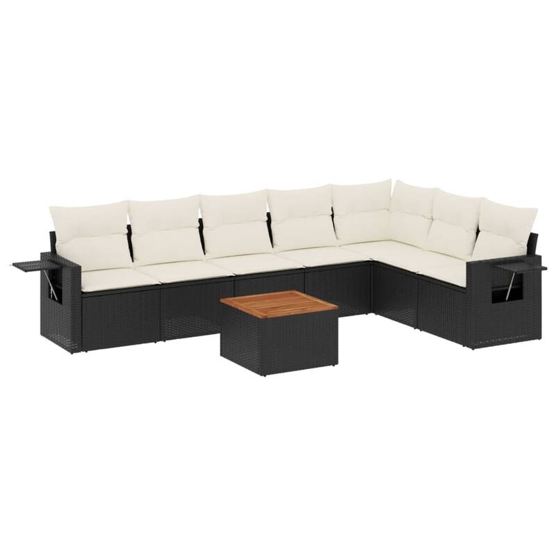 vidaXL Garden Sofa Set 8 Piece with Cushions Outdoor Sofa Set Poly Rattan - 21.7 x 21.7 x 14.6 in (W x L x H)