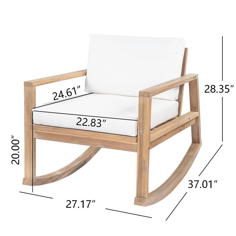 Christopher Knight Home Vaelorian Acacia Wood Outdoor Lounge Chair with Cushion