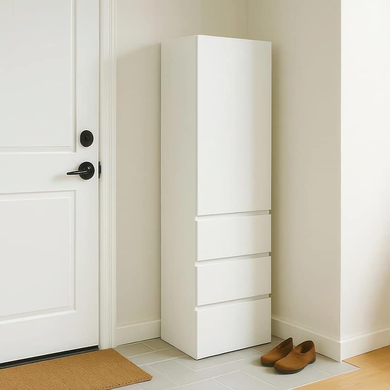 Elise Slim Modular Wood Closet Cabinet with Drawers in White - 15.7"D x 17.72"W x 70.9"H