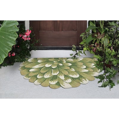 Liora Manne Frontporch Mum Indoor/Outdoor Rug Green 24"X36" 1/2 RD - 24"X36" 1/2 RD