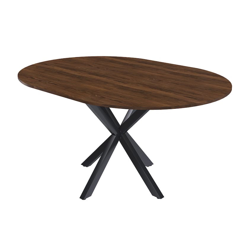 Retractable dining table, round dining table, extendable dining table, 6-person carbon steel base, modern and simple solid wood