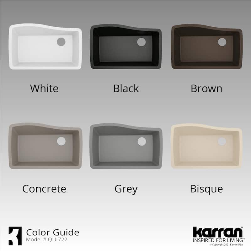 Karran Undermount Quartz Composite 33 in. Single Bowl Kitchen Sink with Accessories