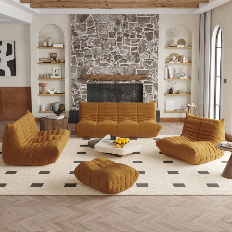 Fireside Chair Single Sofa Teddy Fabric Bean Bag Chair