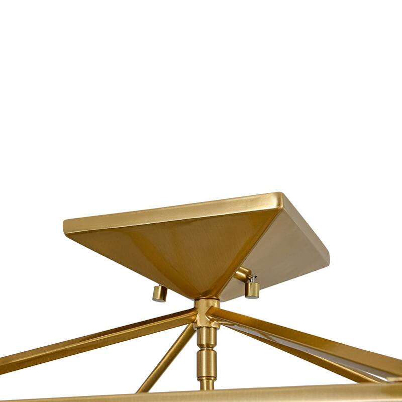 French Country Candle Iron Square Cage Semi Flush Ceiling Lantern