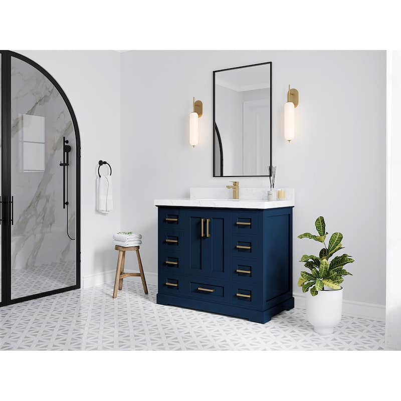 Willow Collection 42 in W x 22 in D x 36 in H Boston Single Bowl Sink Bathroom Vanity with Countertop