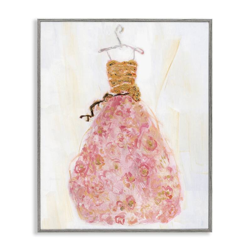 Stupell Classy Posh Pink Ball Gown Framed Giclee Art Design By Sally Swatland - 24 x 30 - Grey