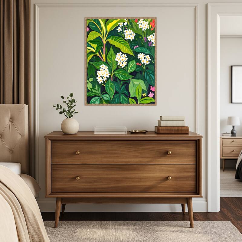 Beneath The Jungle Canopy by Uma Gokhale Framed Canvas Wall Art Print