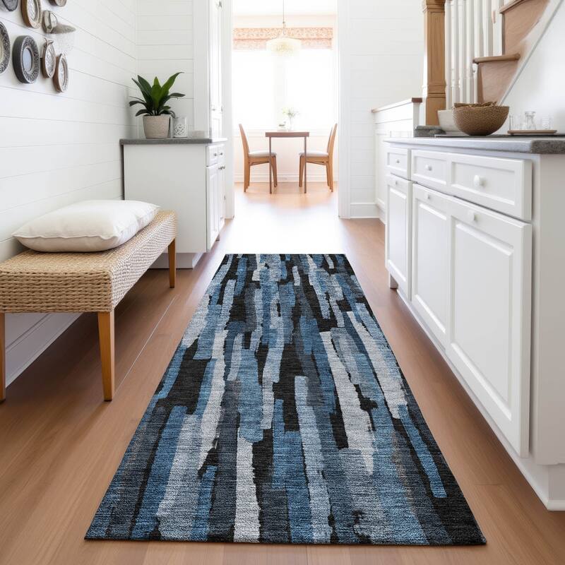 Premium Washable Super Soft Modern Contemporary Mayfield Rug - Blue - 2'3" x 7'6"