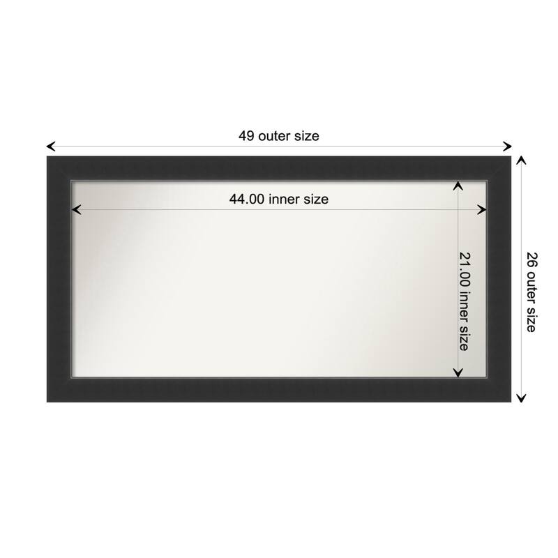 Corvino Black Framed Non-Beveled Custom Wall Mirror, Bathroom Vanity Mirror - Outer Size: 49 x 26