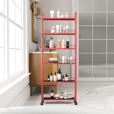 6-Tier Rolling Storage Rack with 6 Baskets