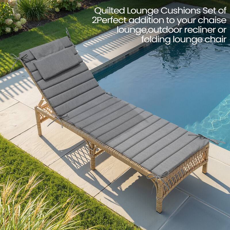 Pellebant Outdoor Chaise Lounge Cushions Patio Lounger Pad with Straps