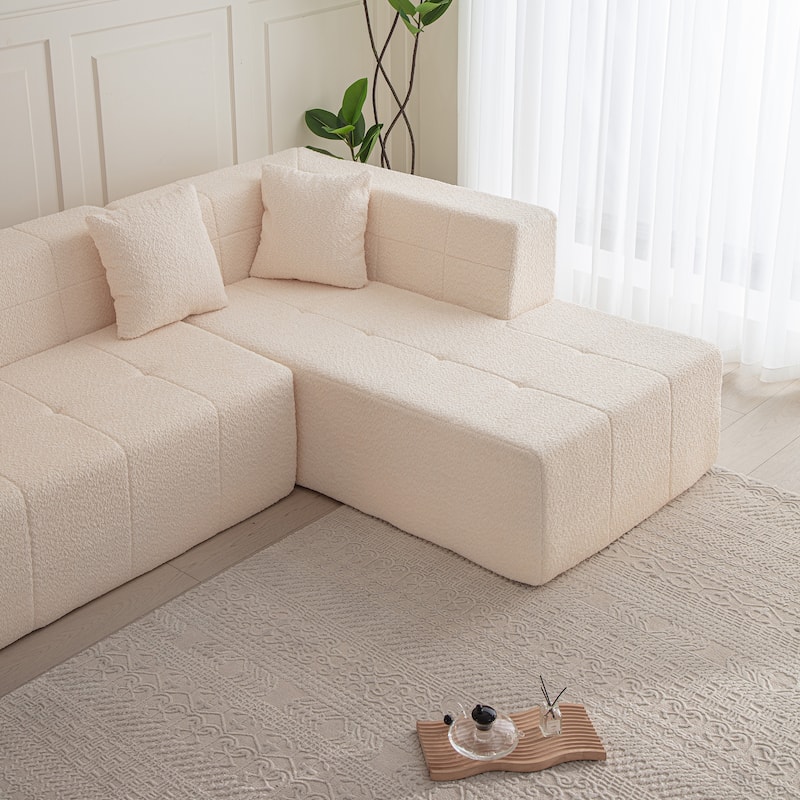 L-Shaped Modular Deep Seat Cloud Sofa Floor Sectional Couch