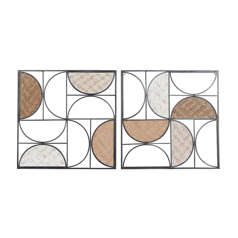 Metal Geometric Carved Designs Home Wall Decor - Set of 2 Brown - Roche River Decor - Brown - 20"W, 20"H