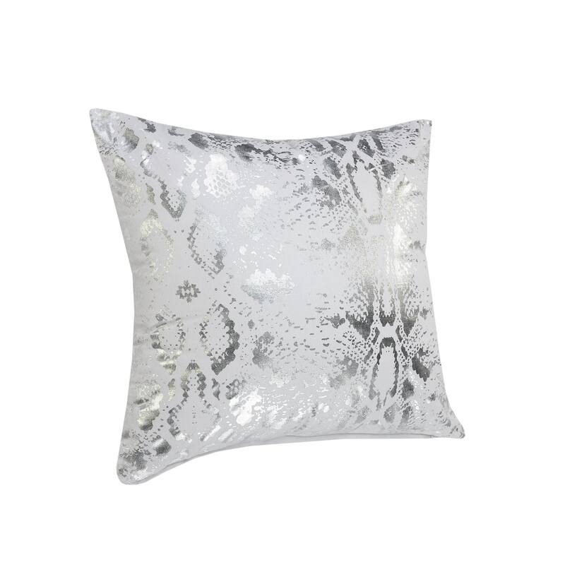 Metallic Snakeskin Throw Pillows - 20" - White and Silver - Set of 2