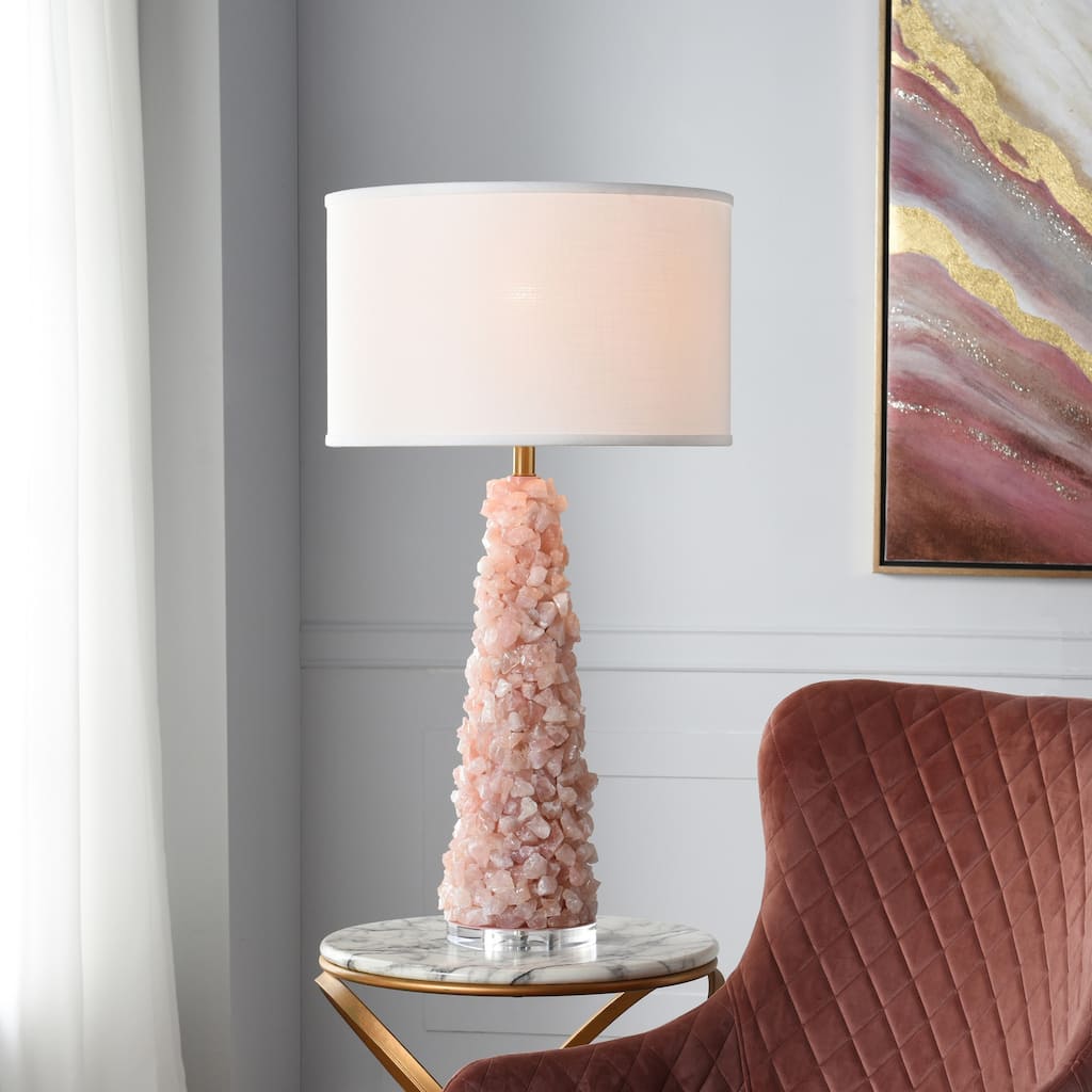 Tamara Day for Stylecraft Belinda Stone Table Lamp - Rose Quartz - Off-White Shade